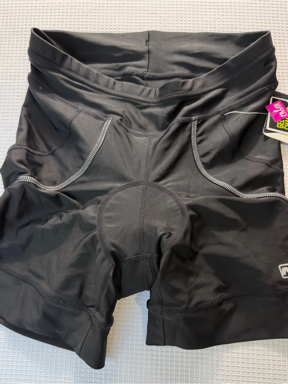 Women's Black Bike Shorts with Cushioned Seat and High Waist
